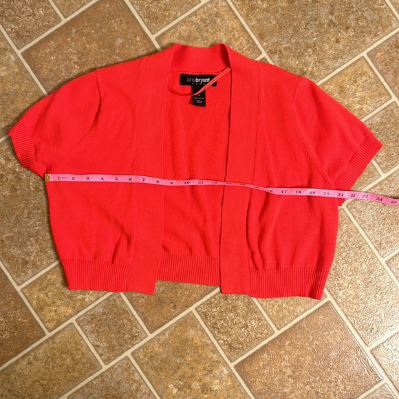 Lane Bryant Orange Short Sleeve Cropped Cotton Shrug Sweater Size 14 - Picture 5 of 7